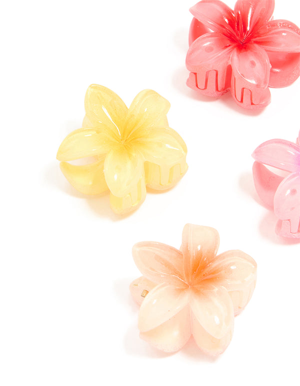 Kids Bright Smooth Frangipani Hair Claw Clips 6-Pack