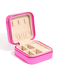 Kids Pink PU Leather Square Jewellery Box - link has visual effect only