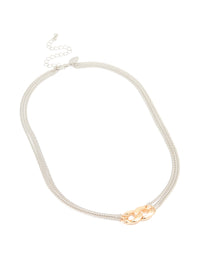 Mixed Metal Layered Chain Pendant Necklace - link has visual effect only