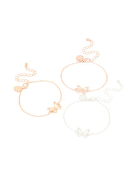 Mixed Metal Butterfly Bracelets 3-Pack - link has visual effect only
