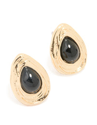 Gold Textured Pear Stud Earrings - link has visual effect only