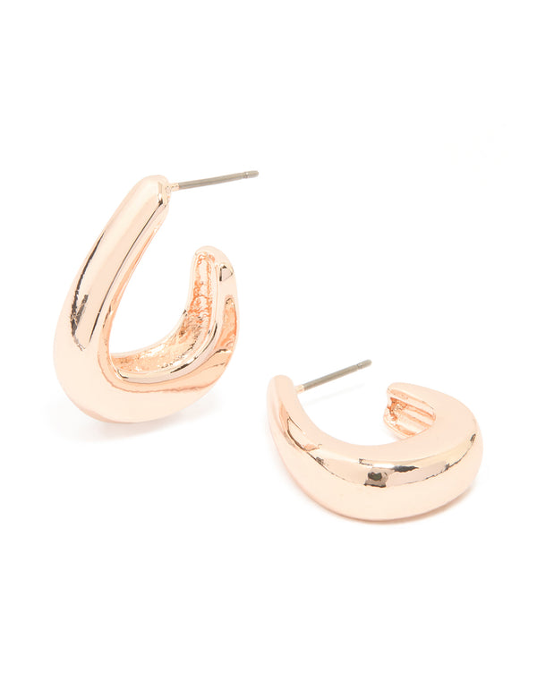 Rose Gold Long Hoop Earrings
