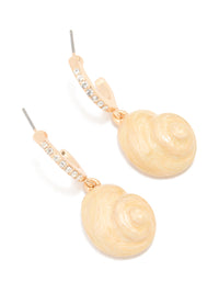 Gold Diamante Snail Shell Drop Earrings - link has visual effect only