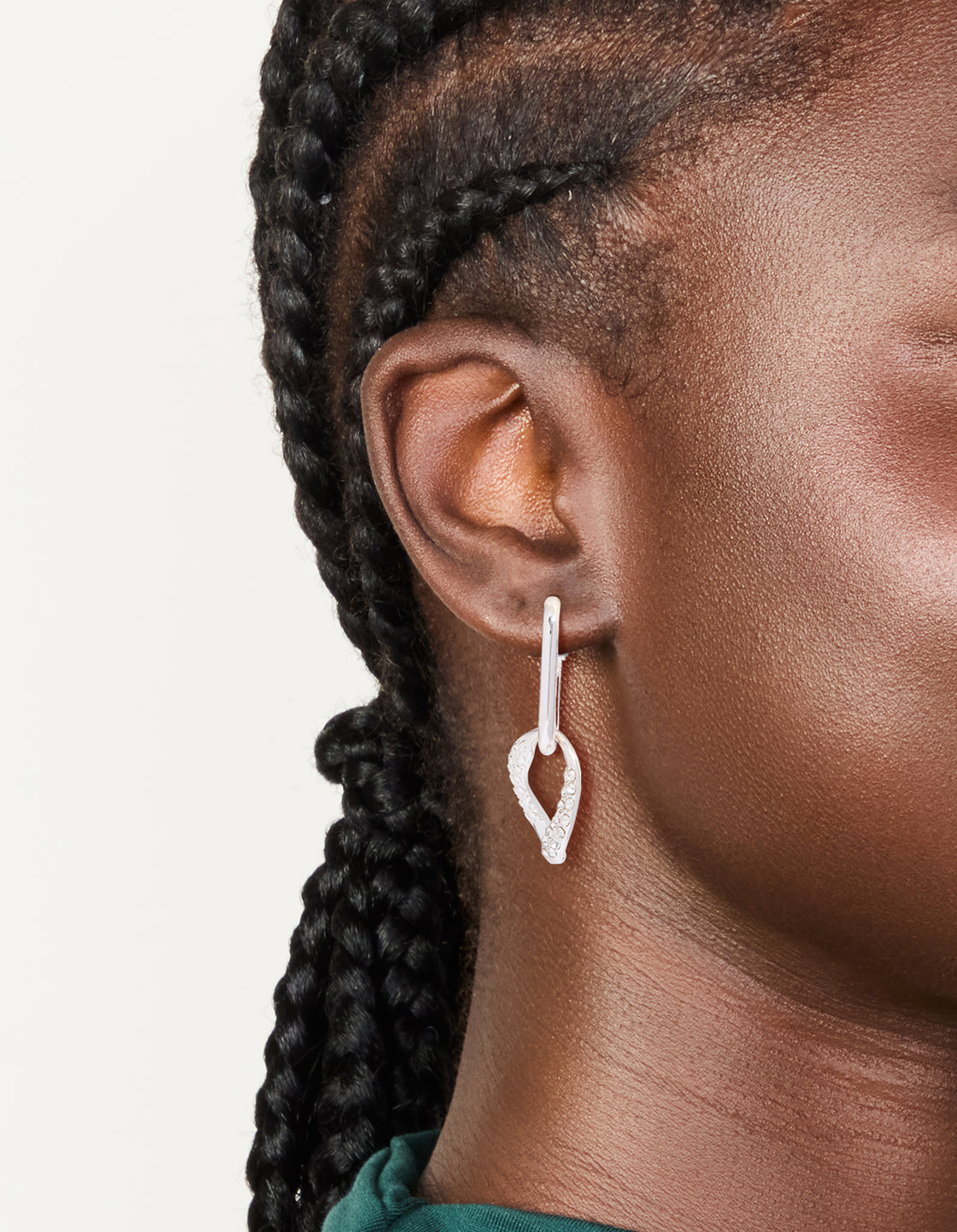 Silver Diamante Loop Drop Earrings