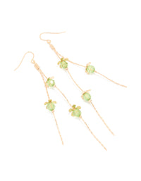 Gold Green Beaded Flower Chain Drop Earrings - link has visual effect only