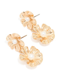 Gold Diamante Doorknocker Rectangle Stud Earrings - link has visual effect only