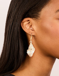 Gold Shell Drop Earrings - link has visual effect only