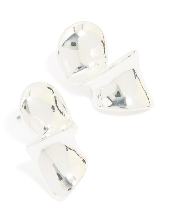 Silver Organic Twisted Stud Earrings