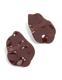 Burgundy Coated Metal Shiny Organic Stud Earrings - link has visual effect only