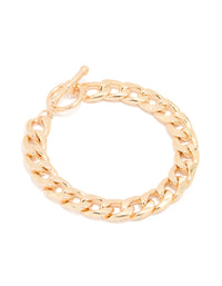 Gold Cuban Chain T&O Bracelet - link has visual effect only