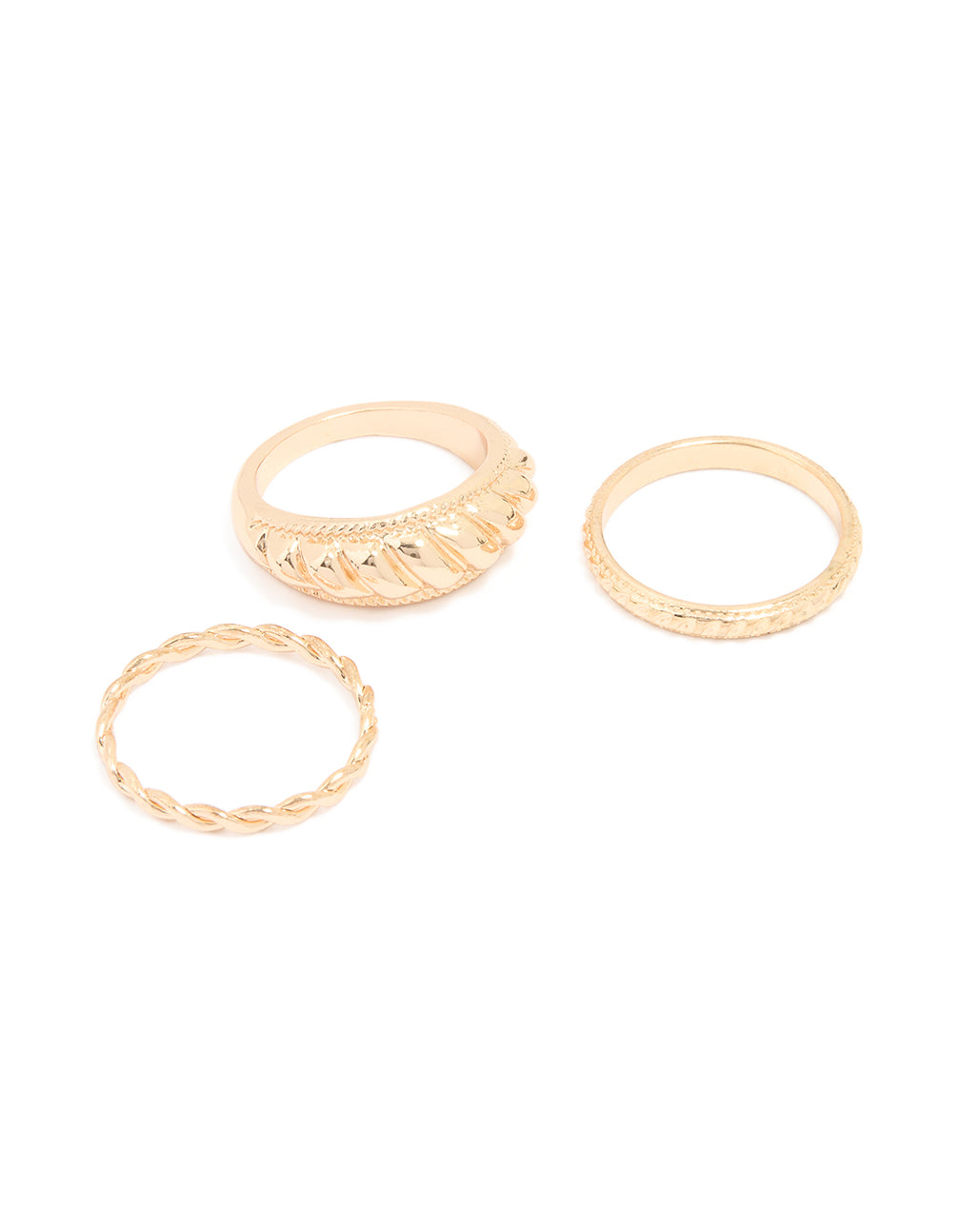 Gold Ribbed & Twisted Rings 3-Pack