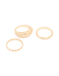 Gold Ribbed & Twisted Rings 3-Pack - link has visual effect only
