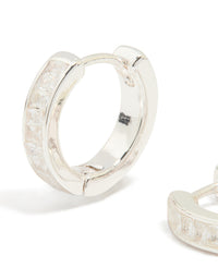 Silver Plated Cubic Zirconia Thin Pavé Hoop Earrings - link has visual effect only