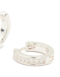 Silver Plated Cubic Zirconia Thin Pavé Hoop Earrings - link has visual effect only