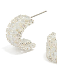 Silver Plated Cubic Zirconia Medium Hoop Earrings - link has visual effect only