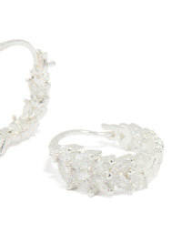 Silver Plated Cubic Zirconia Vine Hoop Earrings - link has visual effect only