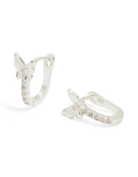 Silver Plated Cubic Zirconia Mini Butterfly Huggie Earrings - link has visual effect only