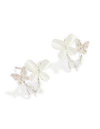 Silver Plated Cubic Zirconia Double Butterfly Mini Hoop Earrings - link has visual effect only