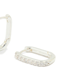 Silver Plated Cubic Zirconia Oval Hoop Earrings - link has visual effect only