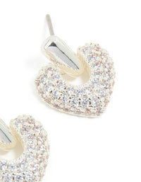 Silver Plated Cubic Zirconia Heart Drop Earrings - link has visual effect only