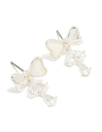 Silver Plated Cubic Zirconia Bow Teardrop Earrings - link has visual effect only