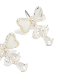 Silver Plated Cubic Zirconia Bow Teardrop Earrings - link has visual effect only