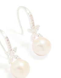 Silver Plated Pearl & Flower Hook Earrings - link has visual effect only