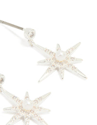 Silver Plated Celestial Pearl Star Drop Earrings - link has visual effect only