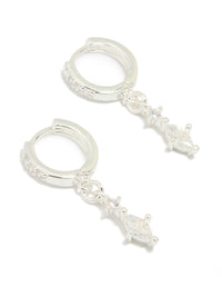 Silver Plated Cubic Zirconia Marquise Drop Huggie Earrings - link has visual effect only