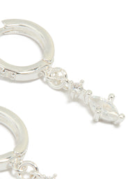 Silver Plated Cubic Zirconia Marquise Drop Huggie Earrings - link has visual effect only