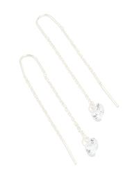 Silver Plated Cubic Zirconia Thread Through Earrings - link has visual effect only