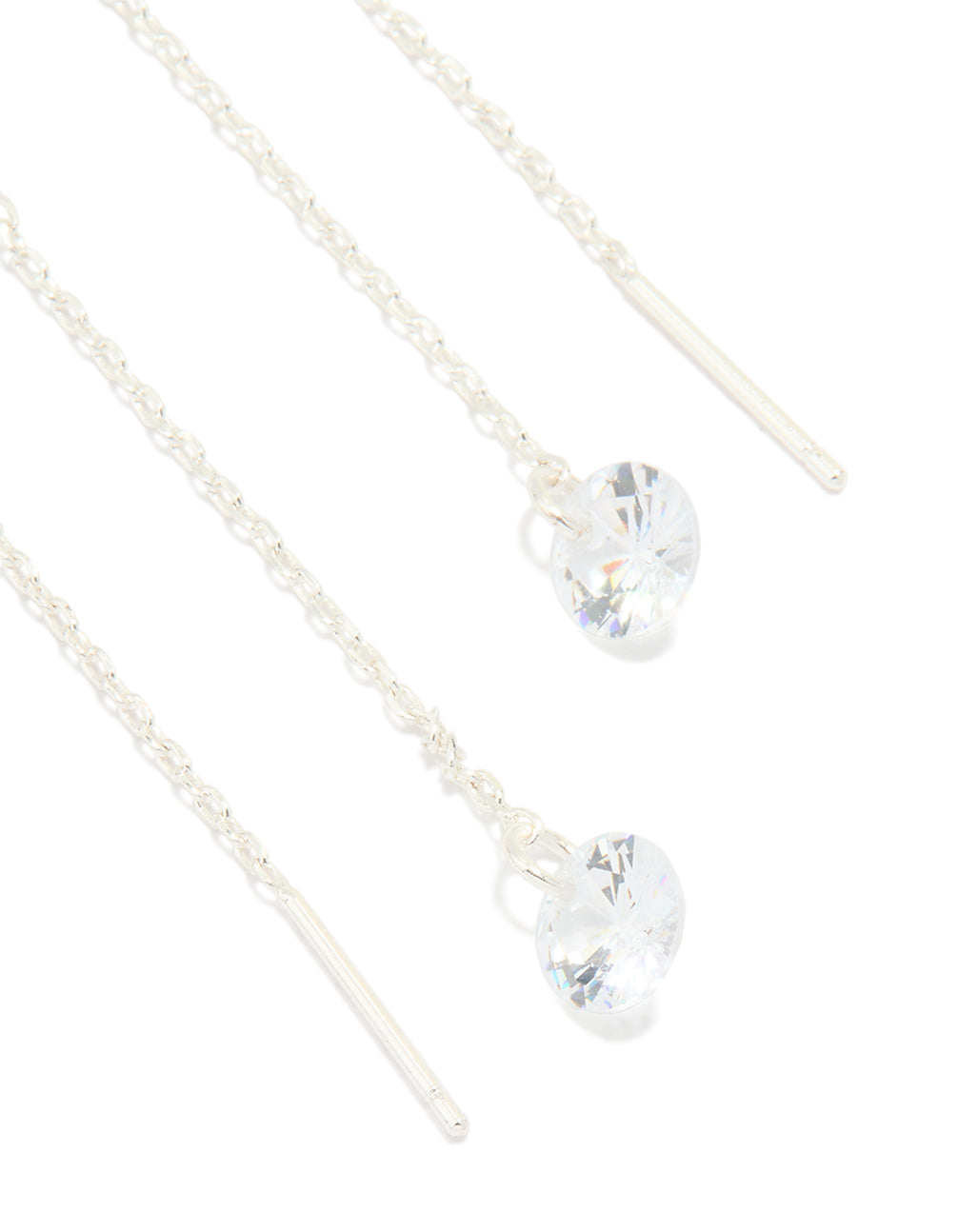 Silver Plated Cubic Zirconia Thread Through Earrings