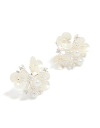 Silver Plated Acrylic Flower Cluster Earrings - link has visual effect only