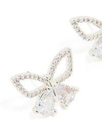 Silver Plated Cubic Zirconia Butterfly Stud Earrings - link has visual effect only