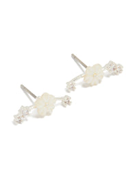 Silver Plated Flower Crawler Earrings - link has visual effect only