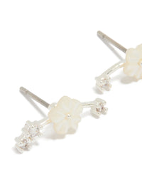 Silver Plated Flower Crawler Earrings - link has visual effect only