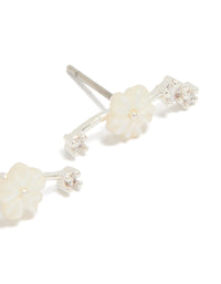 Silver Plated Flower Crawler Earrings - link has visual effect only