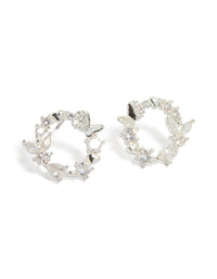Silver Plated Cubic Zirconia Butterfly Wreath Earrings - link has visual effect only