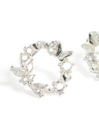 Silver Plated Cubic Zirconia Butterfly Wreath Earrings - link has visual effect only