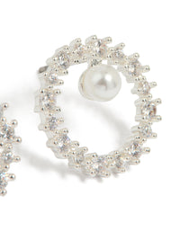 Silver Plated Cubic Zirconia Pearl Wreath Earrings - link has visual effect only