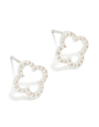 Silver Plated Cubic Zirconia Flower Outline Stud Earrings - link has visual effect only