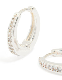 Silver Plated Cubic Zirconia Graduated Huggie Hoop Earrings - link has visual effect only