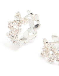 Silver Plated Cubic Zirconia Butterfly Huggie Earrings - link has visual effect only