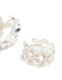 Silver Plated Cubic Zirconia Butterfly Huggie Earrings - link has visual effect only
