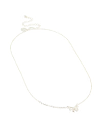 Silver Plated Cubic Zirconia Small Bow Pendant Necklace - link has visual effect only