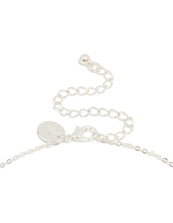 Silver Plated Cubic Zirconia Small Bow Pendant Necklace