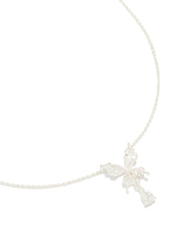 Silver Plated Cubic Zirconia Butterfly Teardrop Necklace - link has visual effect only