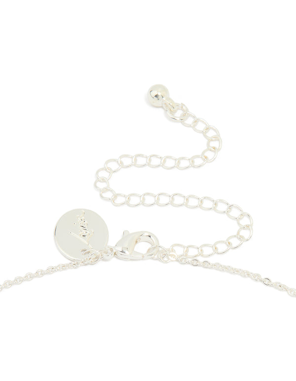 Silver Plated Cubic Zirconia Butterfly Teardrop Necklace