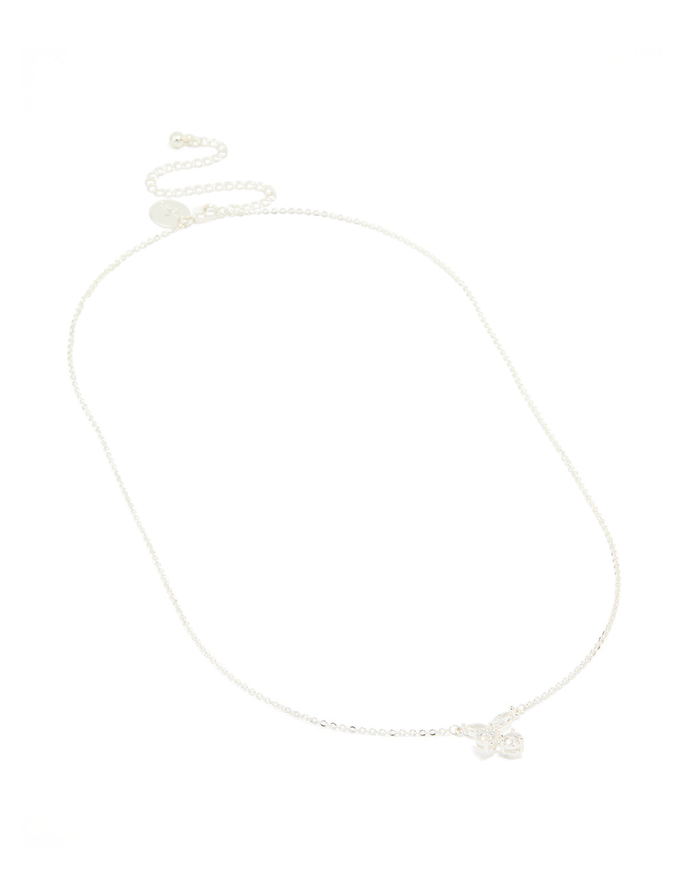 Silver Plated Cubic Zirconia Cherry Pendant Necklace