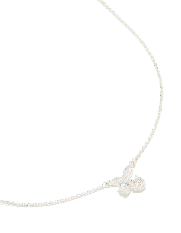 Silver Plated Cubic Zirconia Cherry Pendant Necklace